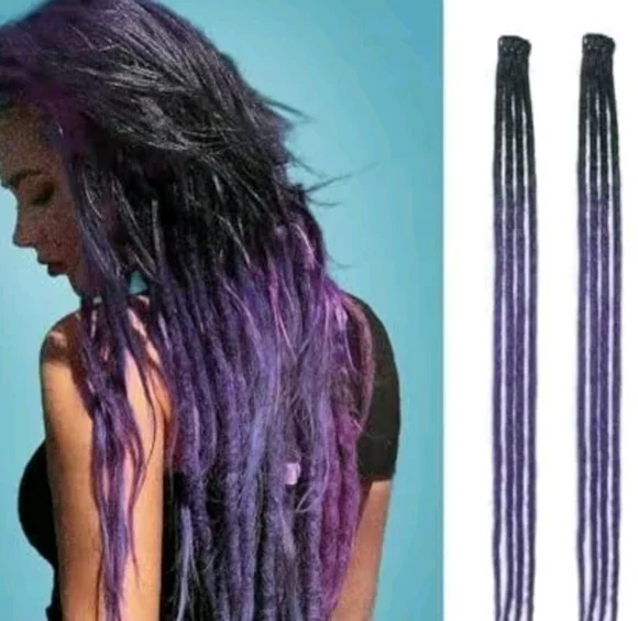 Bld&Teal3pc Braids Dread Clip In Extension Deco & Charms Viking Boho Summer - Picture 7 of 11